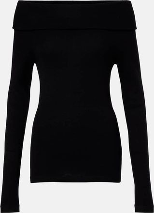 Lisa Yang Top off-shoulder in cotone e cashmere