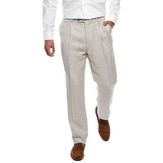 Brunello Cucinelli Beige Linen Wool Tailored Trousers, Brand Size 44 (US Size 29)