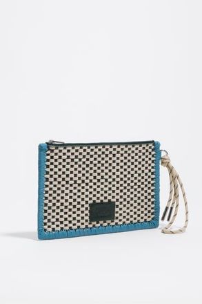 Bimba & Lola Large Leather Palms Make-Up Case in Dark Green at Nordstrom