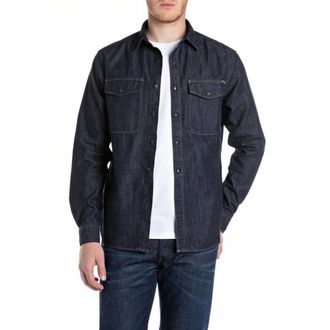 Replay Overhemden, Heren, Blauw, L, Denim, M4124 Denim Shirt