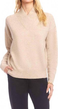 Karen Kane Shawl Collar Sweater - Petite In Sand
