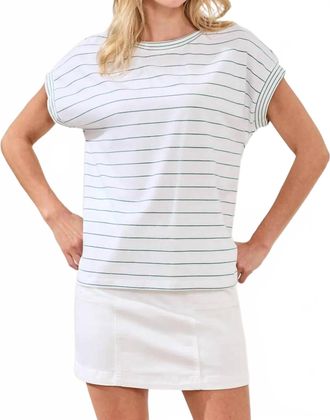 Tribal Stripe Cap Sleeve Top In White