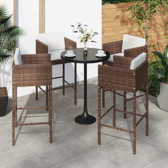 vidaXL Vidaxl - Taburetes De Cocina Con Cojines 4 Uds Rat&aacute;n Sint&eacute;tico Marr&oacute;n