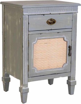 Wanderlust Deco Wanderlust Deco - Mesita De Madera Lacada Azul Y Rejilla 46x36x68h Cm