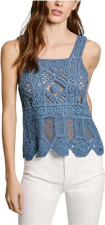 Pepe Jeans London Blauwe Gehaakte Top voor de Zomer - Dames - Tops zonder mouwen - Blauw - XS - Tops