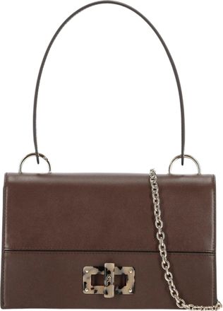 Furla Structured Brown Fine Grain Leather Crossbody Bag