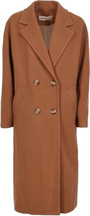 Blanca Vita Bruine Double-Breasted Jas Damesmode - Dames - Mantel - Bruin - L - Jassen