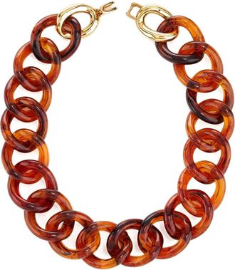 Kenneth Jay Lane Schakelhalsketting met schildpadschild design - Bruin