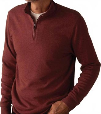 The Normal Brand Puremeso Weekend Quarter Zip Sweater In Redwood