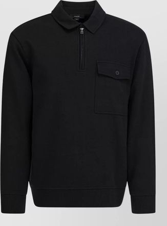 Vince cotton-blend zip polo shirt
