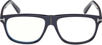 Tom Ford 56mm Pilot Blue Light Blocking Glasses in Deep Blue /T Logo at Nordstrom