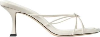 Jimmy Choo London Womens Indiya 70mm Latte Mule Sandals, Brand Size 34.5 ( US Size 4.5 )