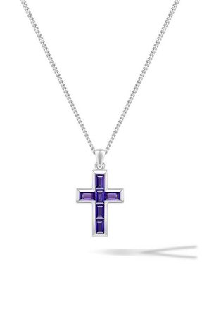 Vincero Mens Stone Cross Pendant Necklace in Purple at Nordstrom