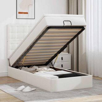 vidaXL Cama Otomana Colch&oacute;n Cuero Sint&eacute;tico Blanco 80x200cm Vidaxl