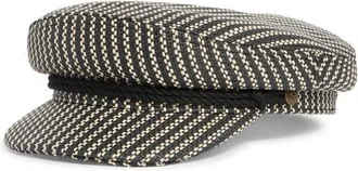 Brixton Woven Straw Fiddler Cap in Black/natural Straw at Nordstrom, Size X-Large