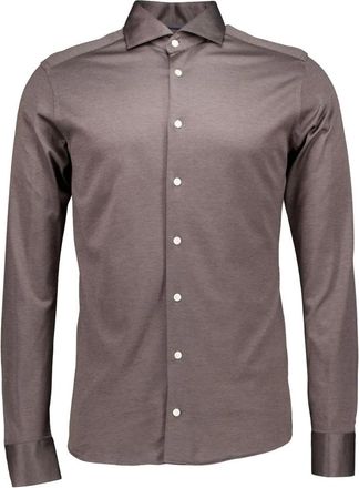 Eton Filo di Scozia Knit Shirt - Heren - Casual Overhemden - Bruin - S - Overhemden