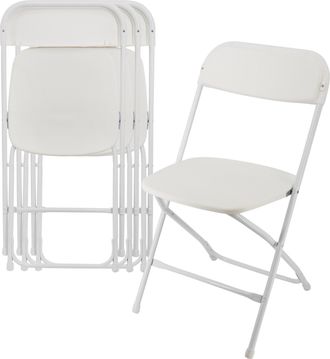 Elama 4 Piece Plastic Folding Chair in White