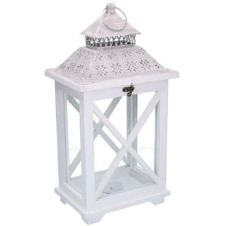 Vacchetti Vacchetti - Farol De Madera Rectangular De Metal Blanco Cm23x17h45