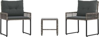 vidaXL Juego De Muebles De Exterior 3 Uds. Gris Vidaxl