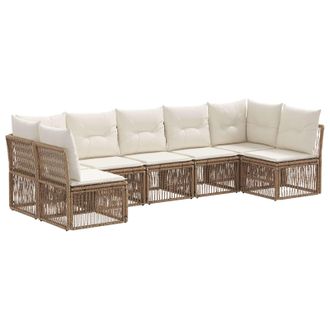 vidaXL Conjunto De Sof&aacute;s De Jard&iacute;n 7 Pcs Beige Rat&aacute;n Sint&eacute;tico Vidaxl