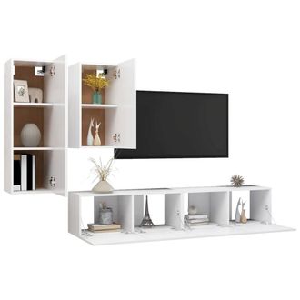 Berkfield Home Modern 4 Piece TV Cabinet Set White Engineered Wood