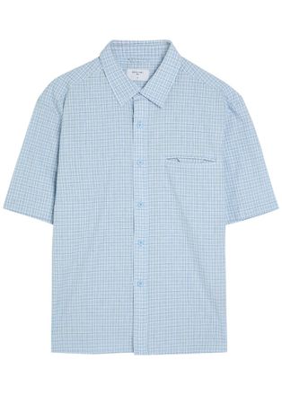Percival Checked Cotton Shirt - Blue - XL