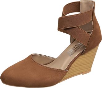 Generic 2026 Womens Velour Dirndl Shoes with Straps Elegant Dance Ankle Strap Heel for Weddings Oktoberfest and Party (Brown, 3) (3)