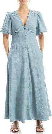Max Studio Bubble Sleeve Maxi Dress in Heather Mineral at Nordstrom Rack, Size X-Small
