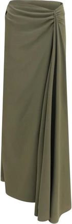 Alexander McQueen Lange rok met draperie - Dames - Rokken - Groen - Maat: M Zijde