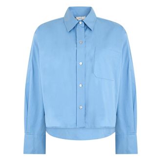 Vince Shirts, female, Blue, Size: XS Cotton Cropped Button-Front Shirt