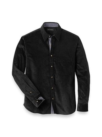 Paul Fredrick Cotton Corduroy Casual Shirt in Black at Nordstrom, Size Small