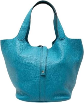 Herm&egrave;s Pre-owned Picotin 26 Bucket Bag - Dames - Vintage Tas - Blauw - ONE Size - Leer - Vintage