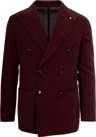 L.B.M. 1911 Burgundy Double-Breasted Textured Jacket