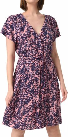 Soaked In Luxury Sylvia V-Neck Short Sleeve Belt Mini Dress In Blush Drop Print