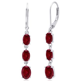 MAX + STONE Gemstone Oval Shape Dangle Earrings in 925 Sterling Silver (1.5)