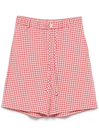 Marni gingham seersucker shorts - men - Polyamide/Cotton - 48 - Red