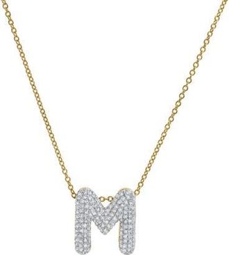 LuvMyJewelry Big Bubble Initial Letter 14K Yellow Gold Diamond Pendant Necklace in Gold M at Nordstrom