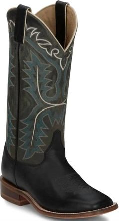 Justin Womens Stella 13 Western Boot In Black/blue Cowhide