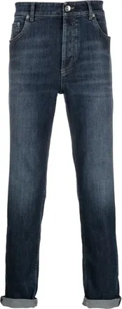 Brunello Cucinelli Dark Denim Linen Blend Trousers, Brand Size 46 (US Size 30)
