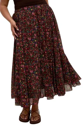 City Chic Serena Print Midi Skirt in Rodeo Ditsy at Nordstrom, Size 18W