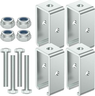 OEM Extensi&oacute;n De Conector De Canal De Refuerzo De 4,8 Cm De Ancho X 4,8 Cm De Alto (4 Piezas, Acero, Plateado, Montaje En Pared)