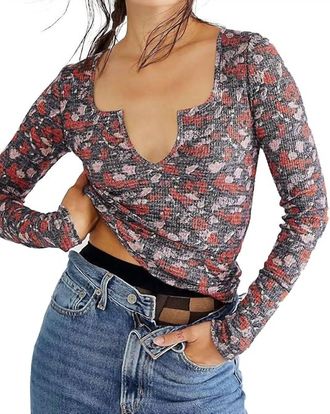 Free People Ciara Printed Layering Top In Black Combo
