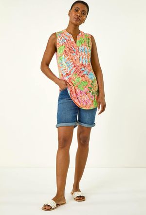 Roman Burnout Leaf Print Vest Top