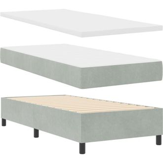 vidaXL Box Spring Bed with Mattress Light Grey 90 x 200 cm Velvet vidaXL