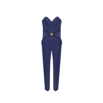 Elisabetta Franchi Dames, Jumpsuits & Playsuits, Blauw, Maat: L Satijn