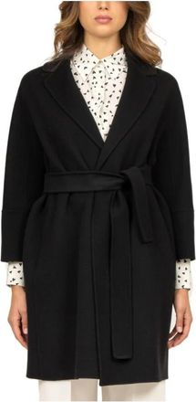 Max Mara Arona Coat - Dames - Jas met riem - Zwart - 2XL - Wol - Jassen