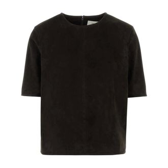 Loulou Studio Blouses, female, Brown, Size: S Suede T-Shirt
