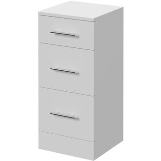 Alexander James Alexander James Gloss White 350mm x 330mm 3 Drawer Storage Unit - 350mm - Chrome 96mm Knurled Bar Handle