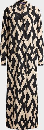 Ralph Lauren Collection Nessa Deco-Print Wool Coat