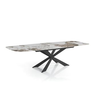 Oresteluchetta Mesa extensible oval cer&aacute;mica/acero &oacute;nix-negro 75,5x80x120-180
